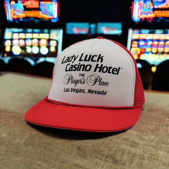 Vintage Lady Luck Casino Hotel The Players Place Foam Mesh Snapback Trucker Hat - Picture 1 of 10